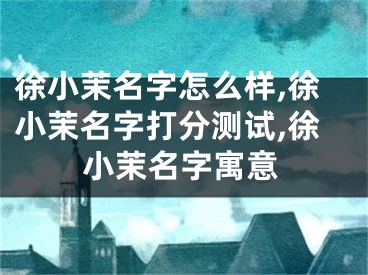 徐小茉名字怎么样,徐小茉名字打分测试,徐小茉名字寓意