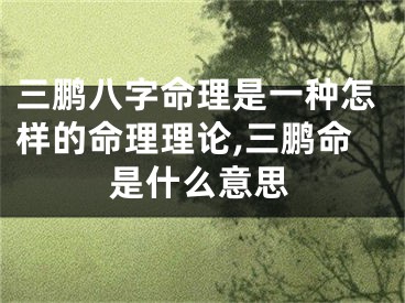 三鹏八字命理是一种怎样的命理理论,三鹏命是什么意思