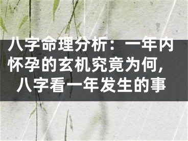 八字命理分析：一年内怀孕的玄机究竟为何,八字看一年发生的事