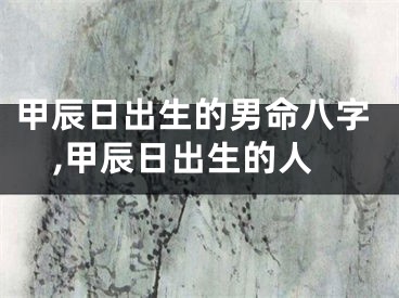 甲辰日出生的男命八字,甲辰日出生的人