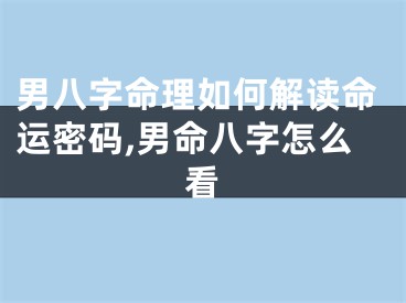 男八字命理如何解读命运密码,男命八字怎么看