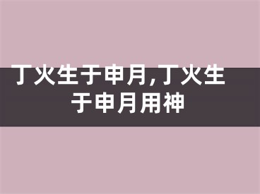 丁火生于申月,丁火生于申月用神
