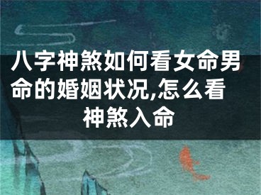 八字神煞如何看女命男命的婚姻状况,怎么看神煞入命