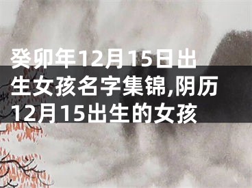 癸卯年12月15日出生女孩名字集锦,阴历12月15出生的女孩