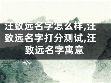 汪致远名字怎么样,汪致远名字打分测试,汪致远名字寓意