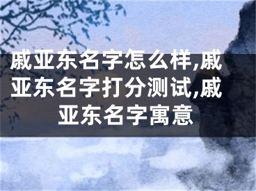 戚亚东名字怎么样,戚亚东名字打分测试,戚亚东名字寓意
