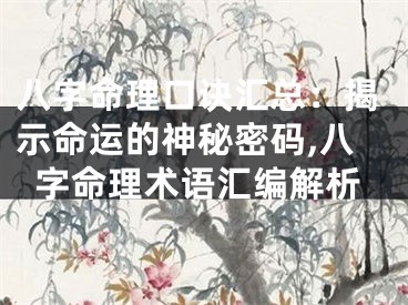 八字命理口诀汇总：揭示命运的神秘密码,八字命理术语汇编解析