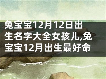 兔宝宝12月12日出生名字大全女孩儿,兔宝宝12月出生最好命