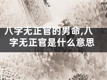 八字无正官的男命,八字无正官是什么意思