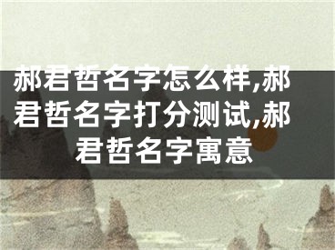 郝君哲名字怎么样,郝君哲名字打分测试,郝君哲名字寓意