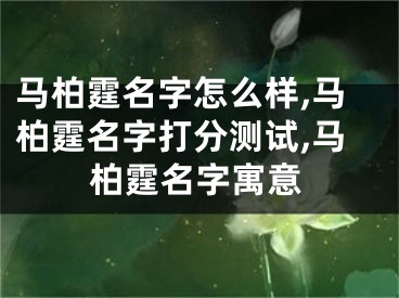 马柏霆名字怎么样,马柏霆名字打分测试,马柏霆名字寓意