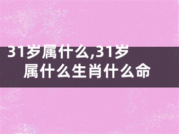 31岁属什么,31岁属什么生肖什么命