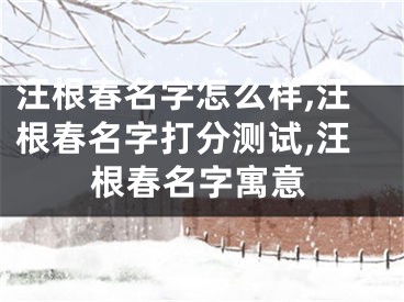 汪根春名字怎么样,汪根春名字打分测试,汪根春名字寓意