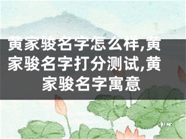 黄家骏名字怎么样,黄家骏名字打分测试,黄家骏名字寓意