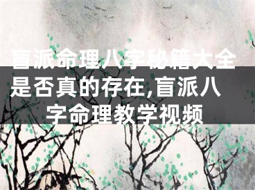 盲派命理八字秘籍大全是否真的存在,盲派八字命理教学视频