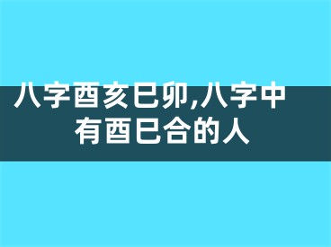 八字酉亥巳卯,八字中有酉巳合的人
