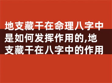 地支藏干在命理八字中是如何发挥作用的,地支藏干在八字中的作用