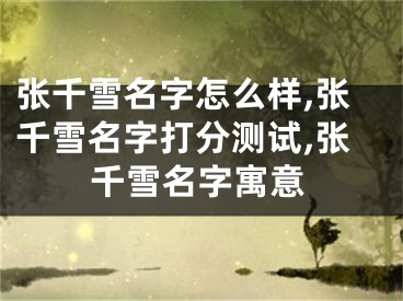 张千雪名字怎么样,张千雪名字打分测试,张千雪名字寓意