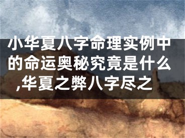 小华夏八字命理实例中的命运奥秘究竟是什么,华夏之弊八字尽之