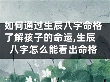 如何通过生辰八字命格了解孩子的命运,生辰八字怎么能看出命格