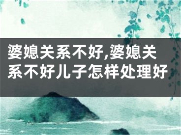 婆媳关系不好,婆媳关系不好儿子怎样处理好