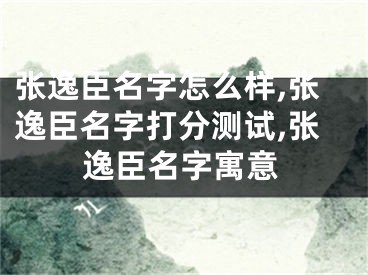张逸臣名字怎么样,张逸臣名字打分测试,张逸臣名字寓意