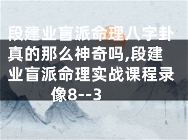 段建业盲派命理八字卦真的那么神奇吗,段建业盲派命理实战课程录像8--3