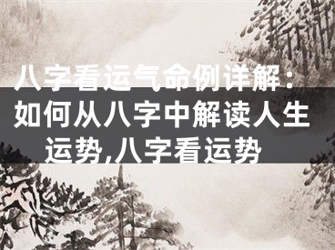 八字看运气命例详解：如何从八字中解读人生运势,八字看运势