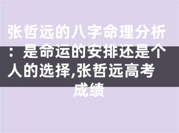 张哲远的八字命理分析：是命运的安排还是个人的选择,张哲远高考成绩