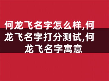 何龙飞名字怎么样,何龙飞名字打分测试,何龙飞名字寓意