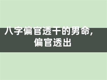 八字偏官透干的男命,偏官透出