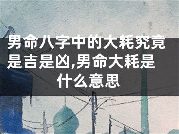 男命八字中的大耗究竟是吉是凶,男命大耗是什么意思
