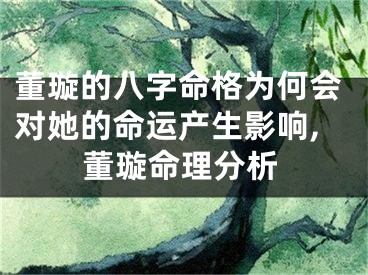 董璇的八字命格为何会对她的命运产生影响,董璇命理分析