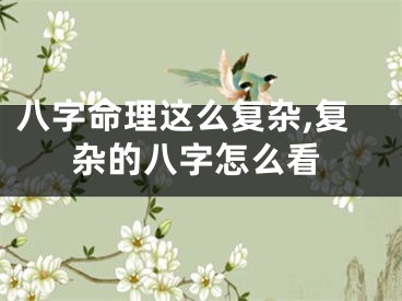 八字命理这么复杂,复杂的八字怎么看