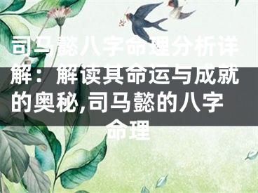 司马懿八字命理分析详解：解读其命运与成就的奥秘,司马懿的八字命理
