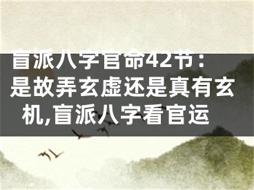 盲派八字官命42节：是故弄玄虚还是真有玄机,盲派八字看官运