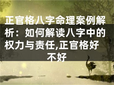 正官格八字命理案例解析：如何解读八字中的权力与责任,正官格好不好