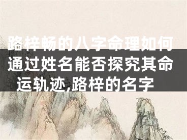路梓畅的八字命理如何通过姓名能否探究其命运轨迹,路梓的名字