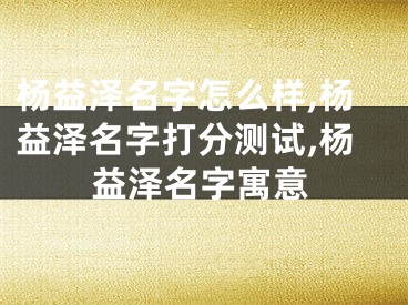 杨益泽名字怎么样,杨益泽名字打分测试,杨益泽名字寓意