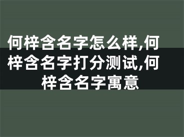 何梓含名字怎么样,何梓含名字打分测试,何梓含名字寓意