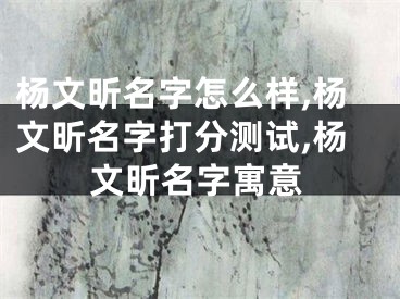 杨文昕名字怎么样,杨文昕名字打分测试,杨文昕名字寓意