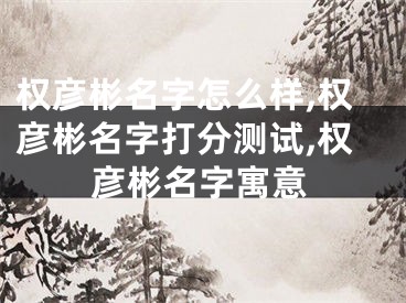 权彦彬名字怎么样,权彦彬名字打分测试,权彦彬名字寓意