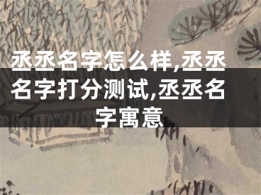 丞丞名字怎么样,丞丞名字打分测试,丞丞名字寓意