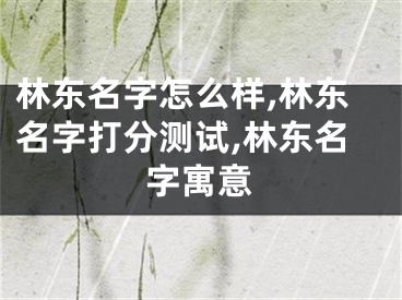林东名字怎么样,林东名字打分测试,林东名字寓意