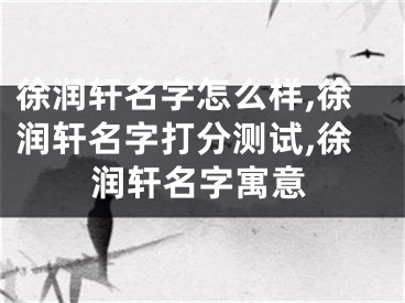 徐润轩名字怎么样,徐润轩名字打分测试,徐润轩名字寓意