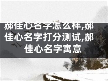 郝佳心名字怎么样,郝佳心名字打分测试,郝佳心名字寓意