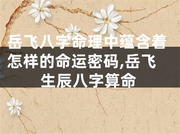 岳飞八字命理中蕴含着怎样的命运密码,岳飞生辰八字算命