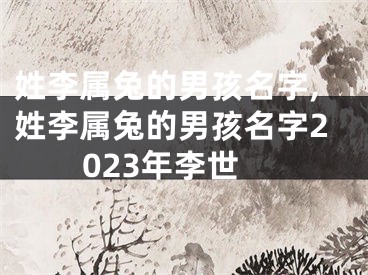 姓李属兔的男孩名字,姓李属兔的男孩名字2023年李世