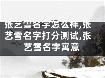 张艺雪名字怎么样,张艺雪名字打分测试,张艺雪名字寓意