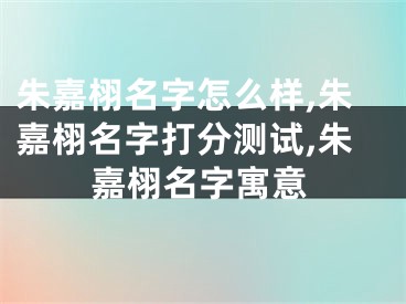朱嘉栩名字怎么样,朱嘉栩名字打分测试,朱嘉栩名字寓意